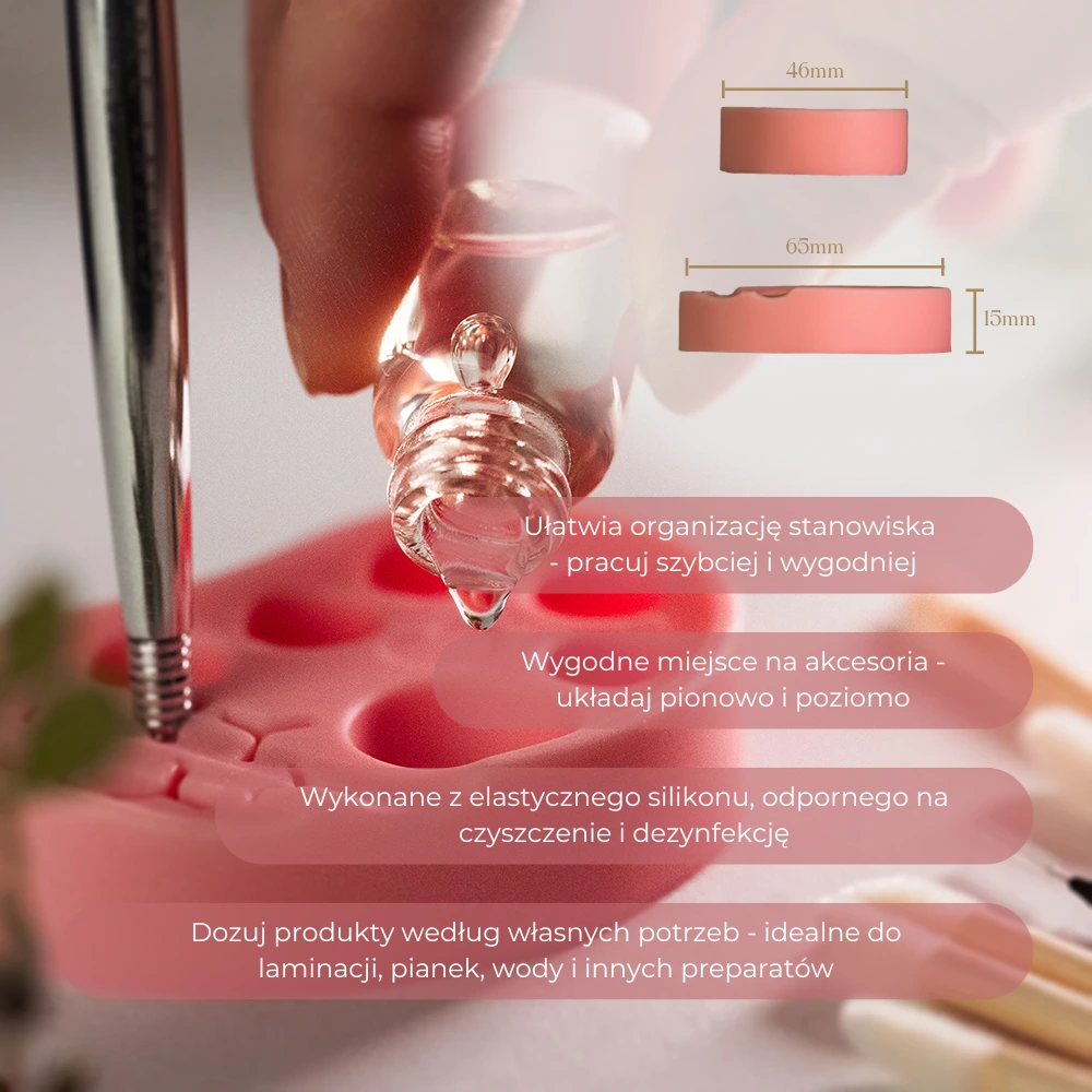 Multifunkcyjna paletka silikonowa SERCE do laminacji brwi i liftingu rzęs Paletka-silikonowa-uzycie-2