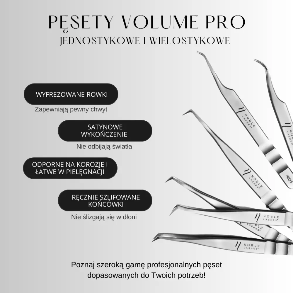 Pęsety jednostykowe Volume Pro od Noble Lashes Pęsety jednostykowe