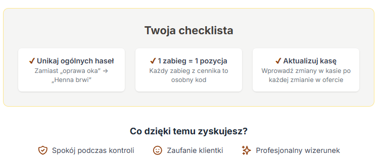 Checklista ewidencji usług w salonie beauty Checklista ewidencji usług w salonie beauty