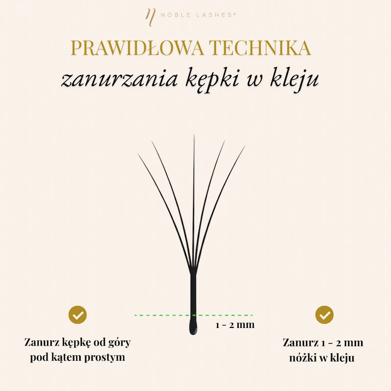 Technika zanurzania kępki rzęs w kleju Technika zanurzania kępki rzęs w kleju