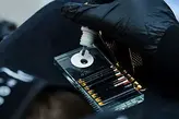 Podstawka kryształowa z oznaczeniami długości rzęs / szklany lash holder 2