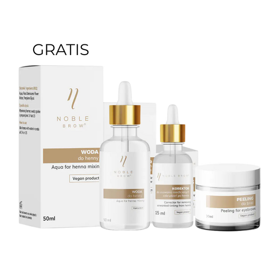 Noble Brow Zestaw do henny pudrowej - Peeling, Korektor + Woda do henny GRATIS