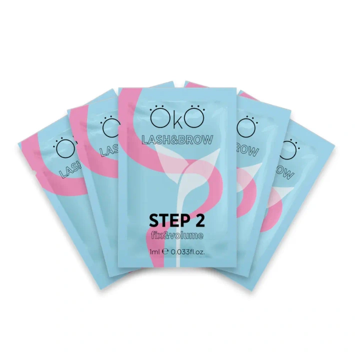 Preparat do laminowania rzęs i brwi STEP 2 FIX&VOLUME, pudełko 5 saszetek OKO