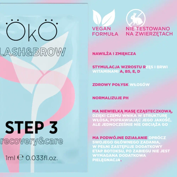Preparat do laminowania rzęs i brwi STEP 3 CARE&RECOVERY, pudełko 5 saszetek OKO